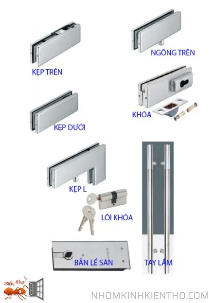 Báo giá phụ kiện cửa kính cường lực mở quay